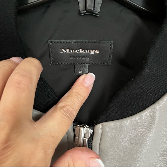 ⭐️HP⭐️MACKAGE GREY LAMBSKIN LEATHER BOMBER JACKET - Picture 14 of 16